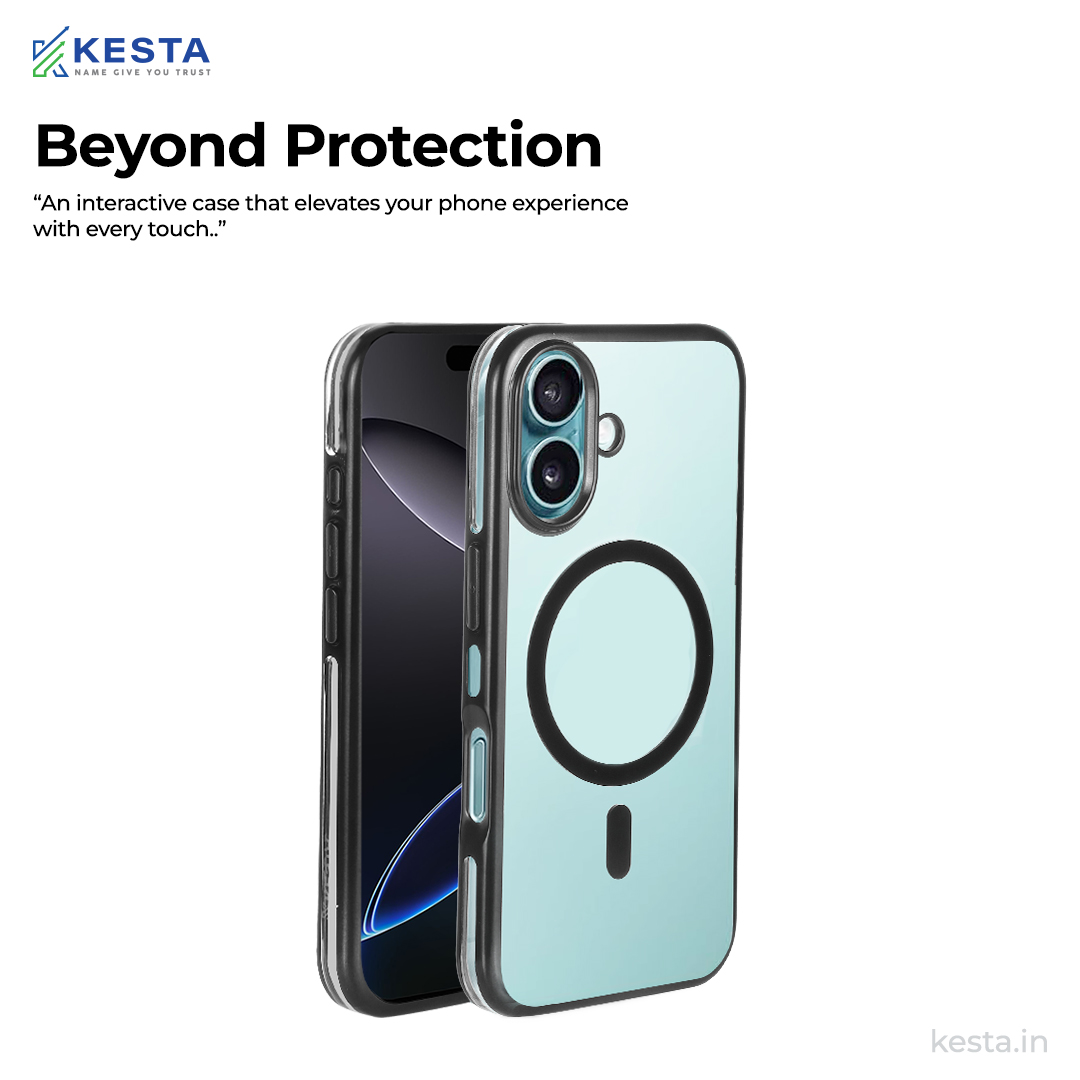 iPhone 16 Cover - Notify Popup Black Transparent Case (Camera Sink Protection & Wireless Charging Optimized)